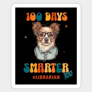 Librarian Pup Tee - "100 Days Smarter" Celebration Sticker